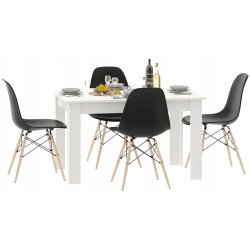 Stół kuchenny 110x70 Biały + 4 krzesła Skandynawskie Milano Czarne